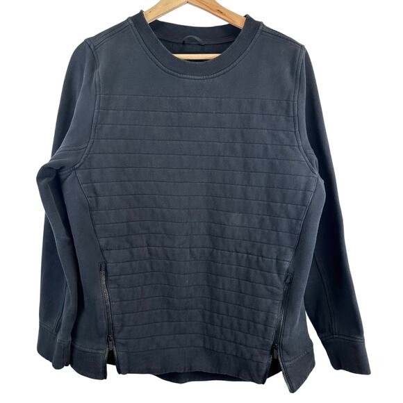 Lululemon Quilted Black Crew Pullover Be True Fleece Sweatshirt Womens Size 10 - Picture 1 of 11